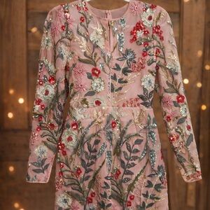 Floral Embroidered Pink Dress